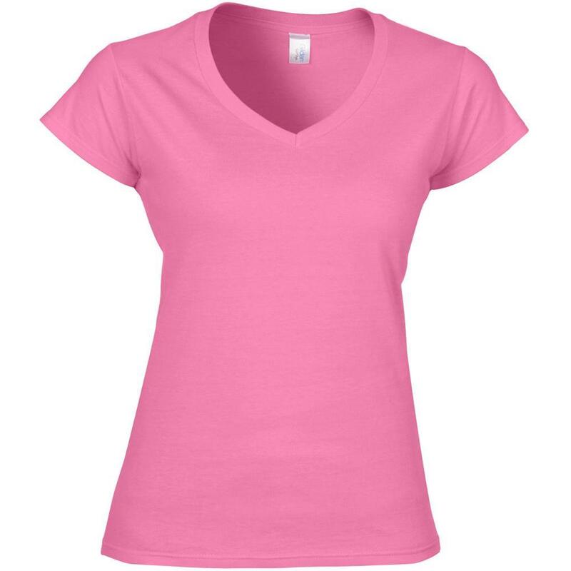 Dames Zachte Stijl Korte Mouw Vhals TShirt (Azalea)