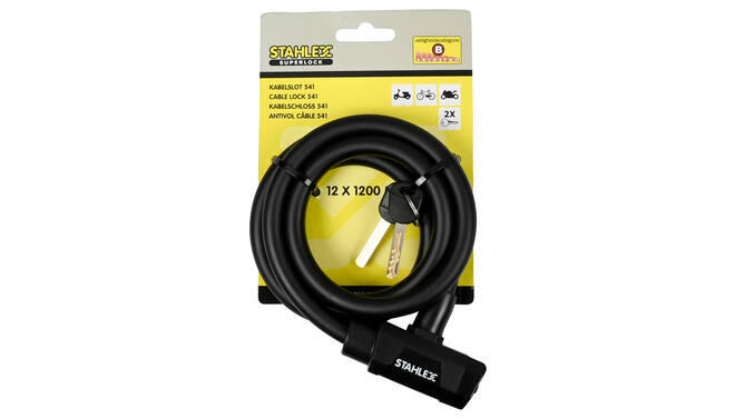 Lucchetto con combinazione a cifre per biciclette - Nero -  10 x 1200 mm 6/7