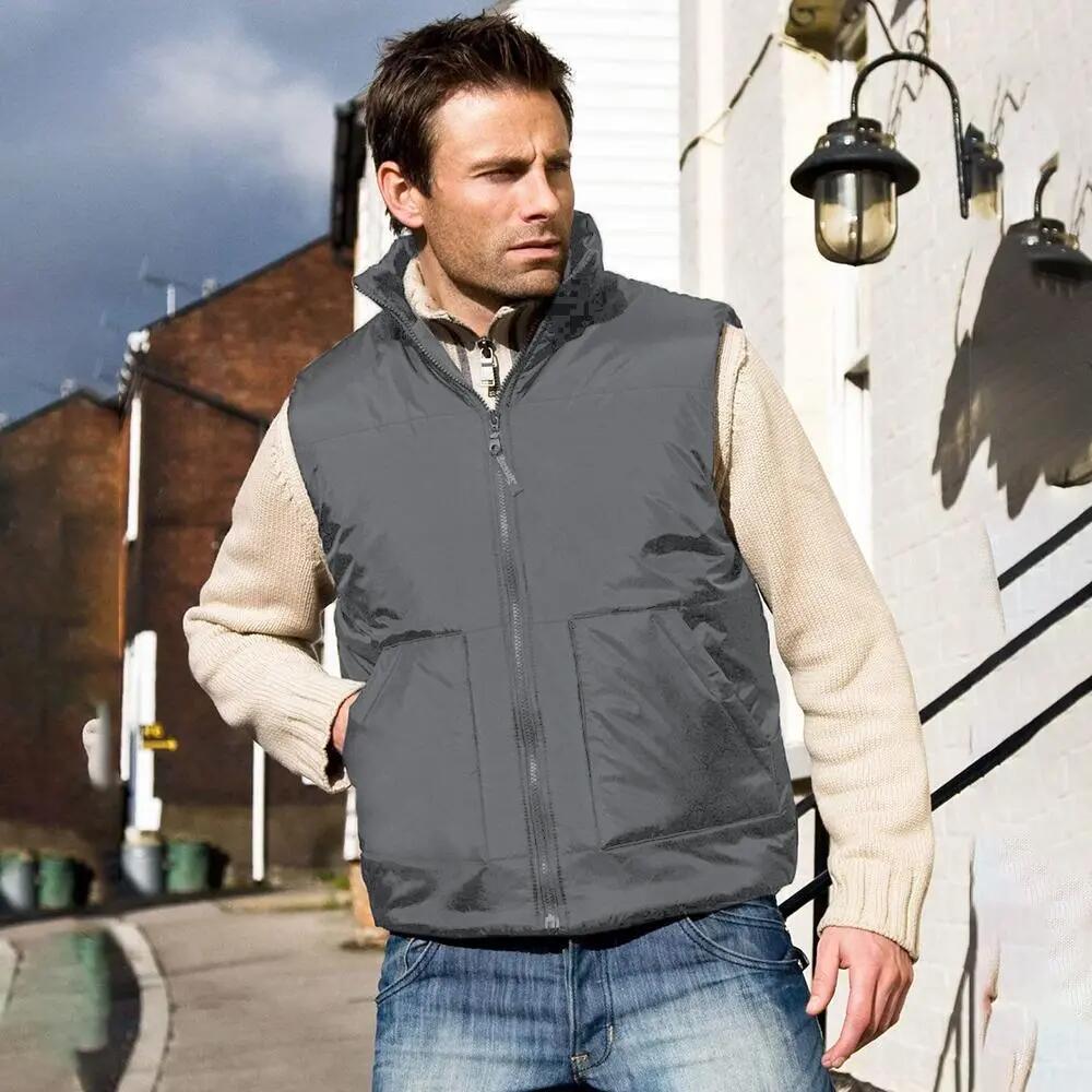 Fleece Lined Bodywarmer Water Repellent Windproof Jacket (Dark Grey)