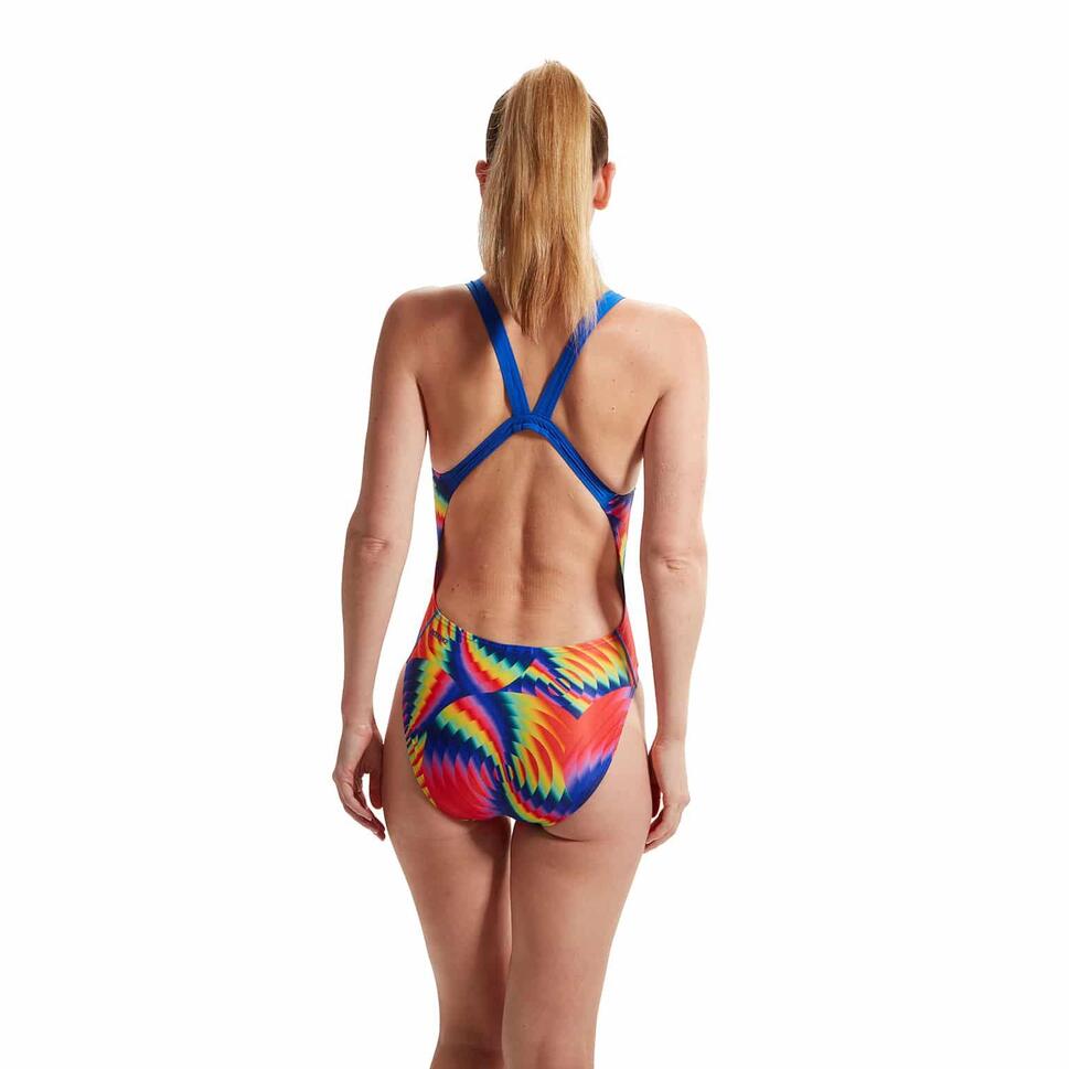 Strój Kąpielowy Speedo Digital Powerback – Czerwony/Niebieski – Rozmiar 28