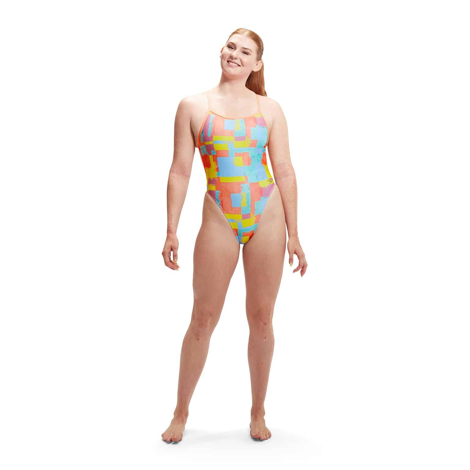 Maillot de bain femme Speedo Allover Digital Vback pêche disco/corail 3/5