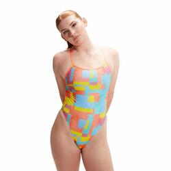 Maillot de bain Speedo Allover Vback Basque Fresco - Jaune/Rose - Taille 36