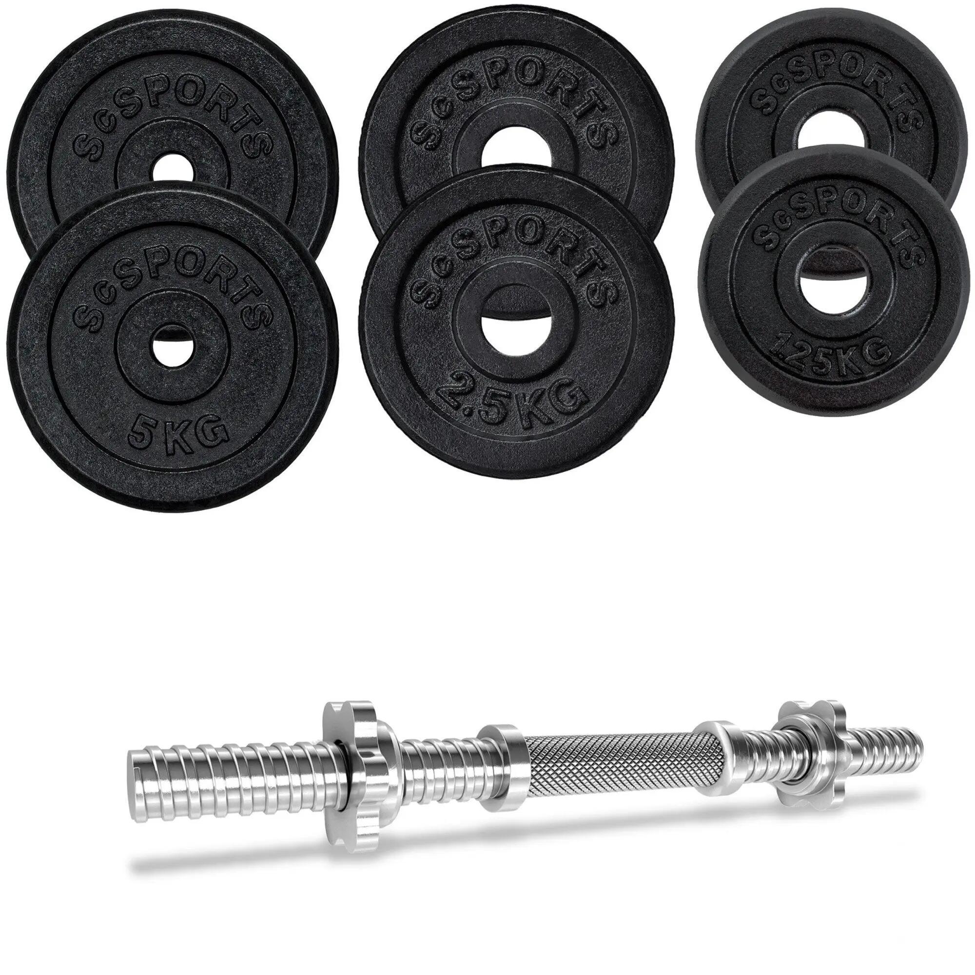 Set de gantere 20 kg 2 x 5 kg 2 x 25 kg 2 x 125 kg 6 piese negru 2/7