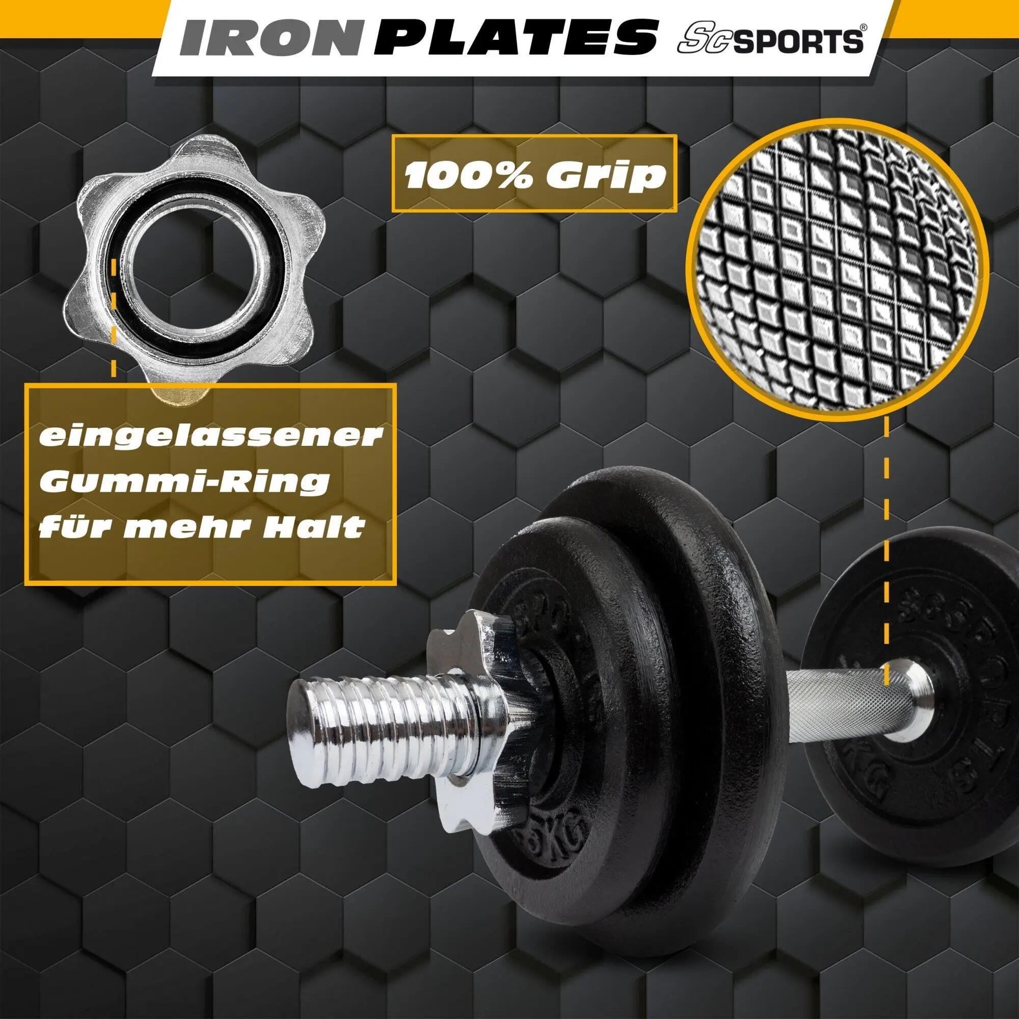 Set de gantere 20 kg 2 x 5 kg 2 x 25 kg 2 x 125 kg 6 piese negru 5/7