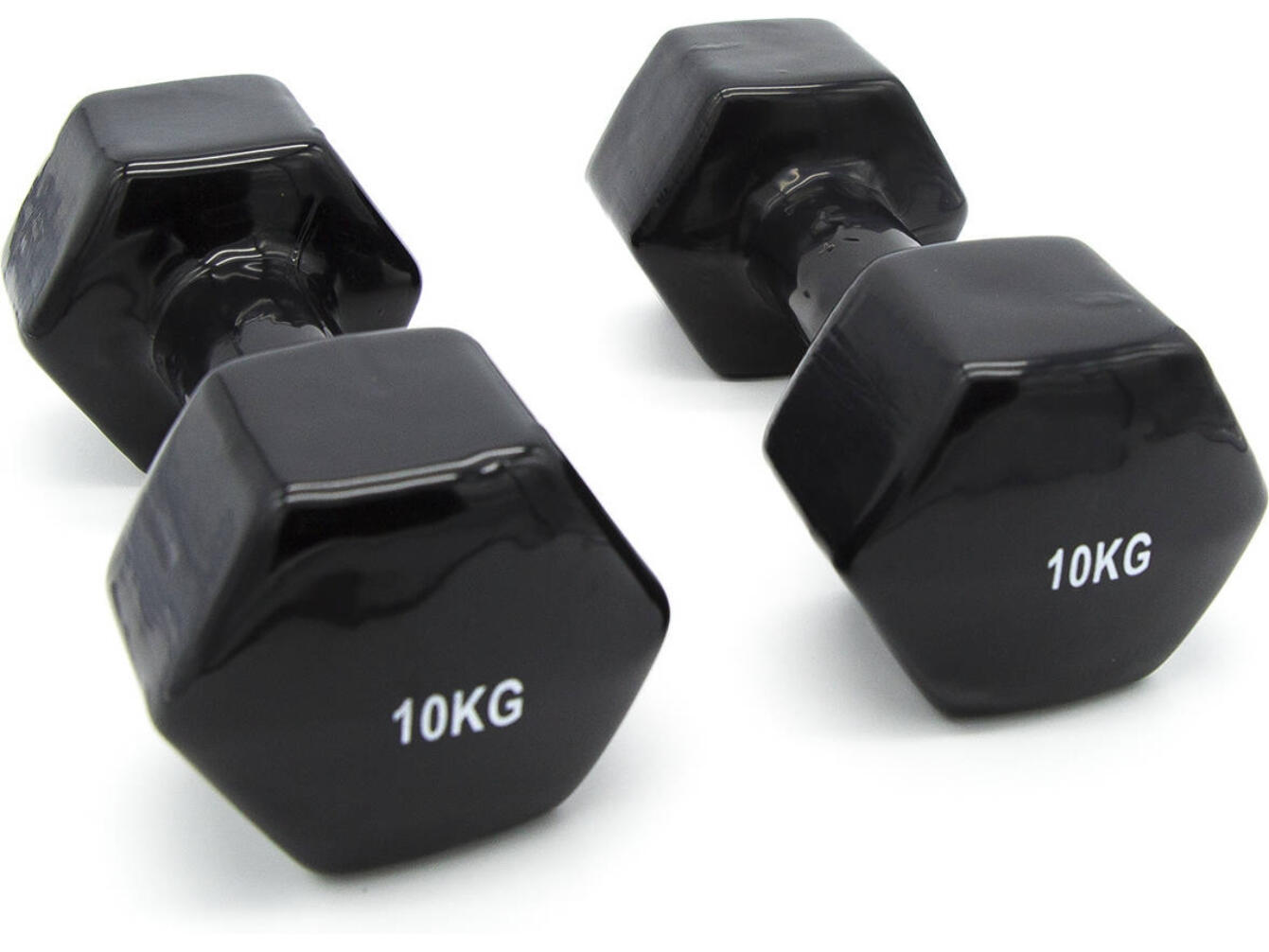 2 Unidades 10 kg Mancuernas Pesas Hexagonales de Vinilo Fitness Gimnasia Negro 2/3