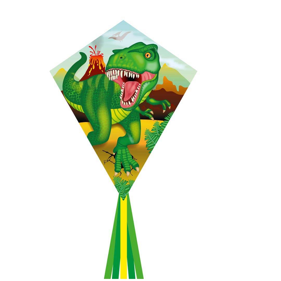 HQ Aquilone per bambini HQ Eddy 70 T-Rex 102119 Verde 58 x 70 cm + coda 250 cm