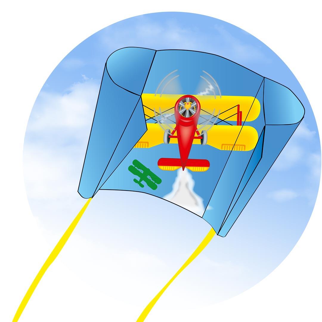 Papagaio para crianças HQ Pocket Sled Biplane 100094 Azul 43 x 33 cm 2/4