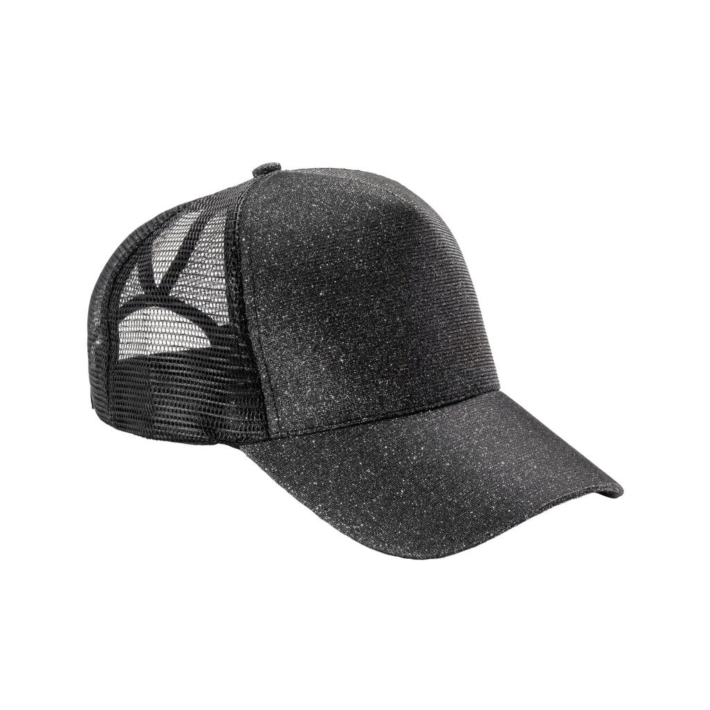 Unisex Adult New York Sparkle Trucker Cap (Black)
