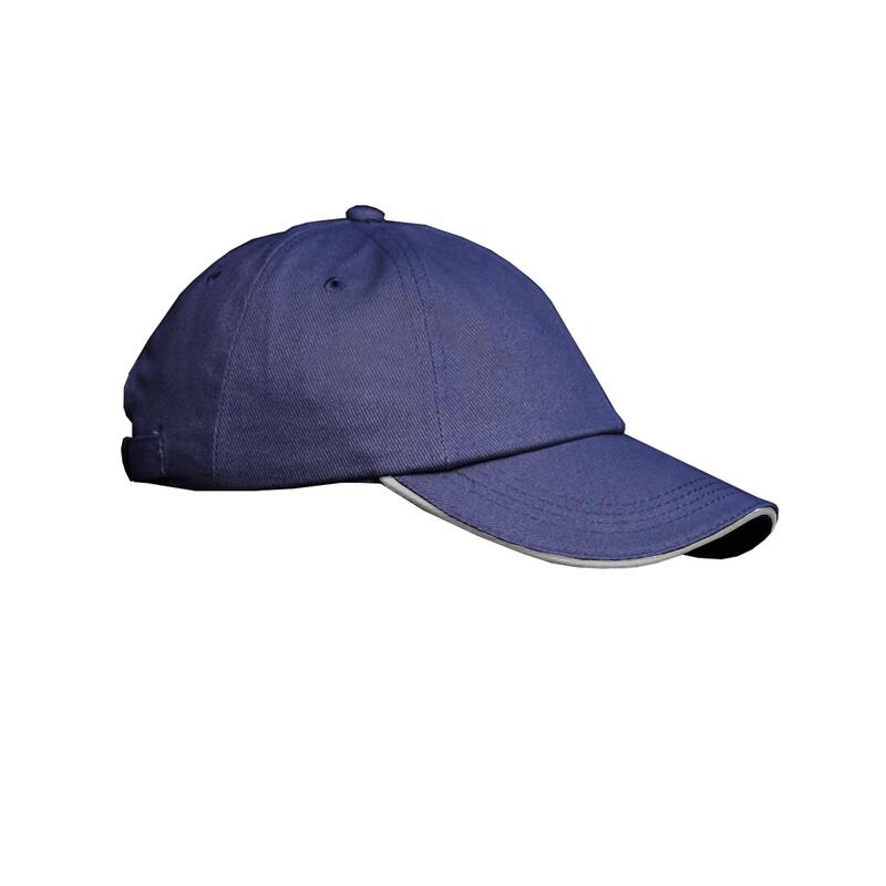 Casquette Uni Profil Bas 100% Coton Adulte Unisexe (Bleu Marine/Blanc)