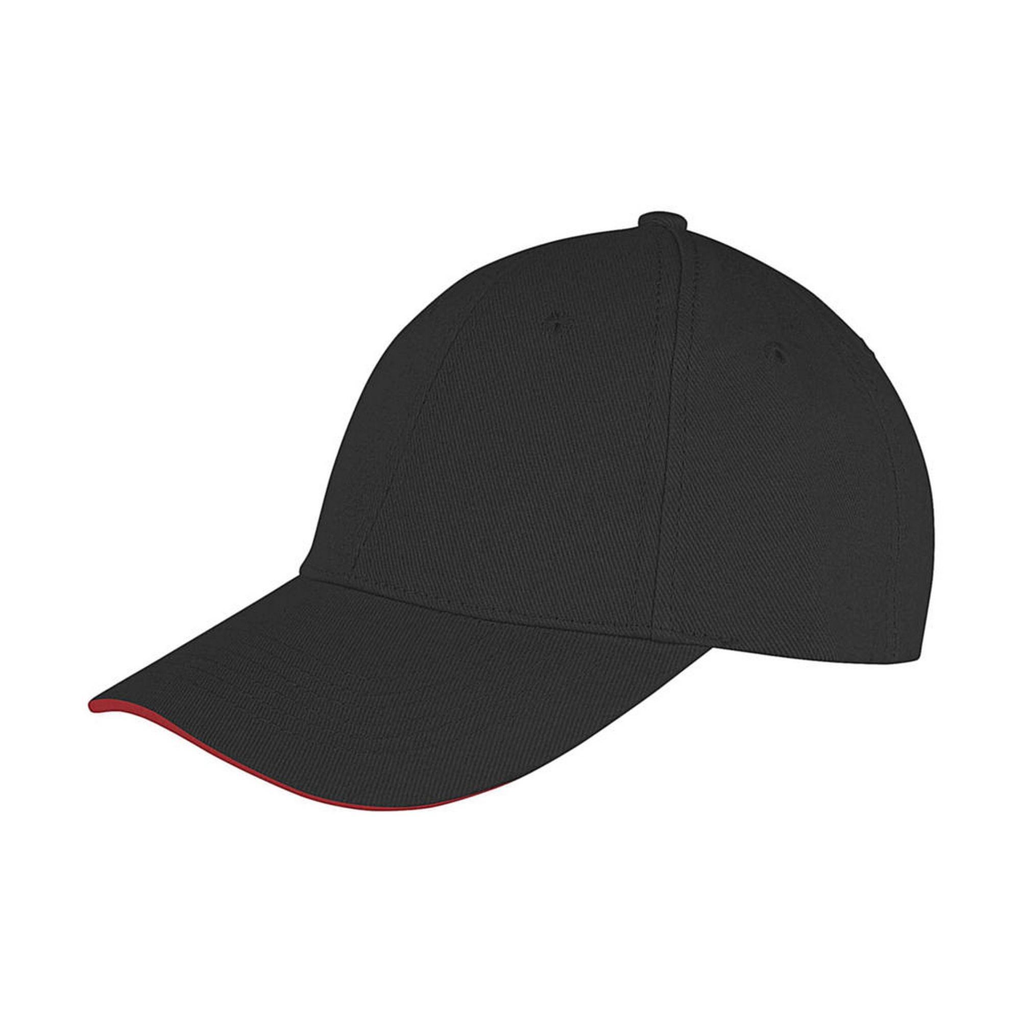 Core Unisex Volwassenen Memphis Sandwich Peak Cap (Zwart/Rood) 2/3