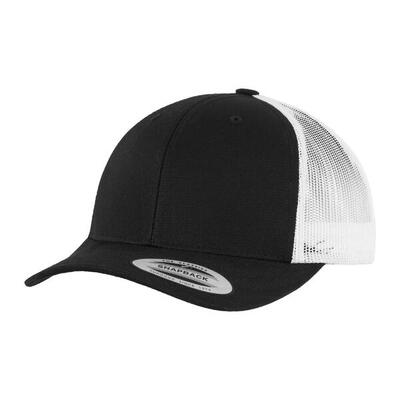 Unisex retro trucker cap voor volwassenen (zwart/wit)