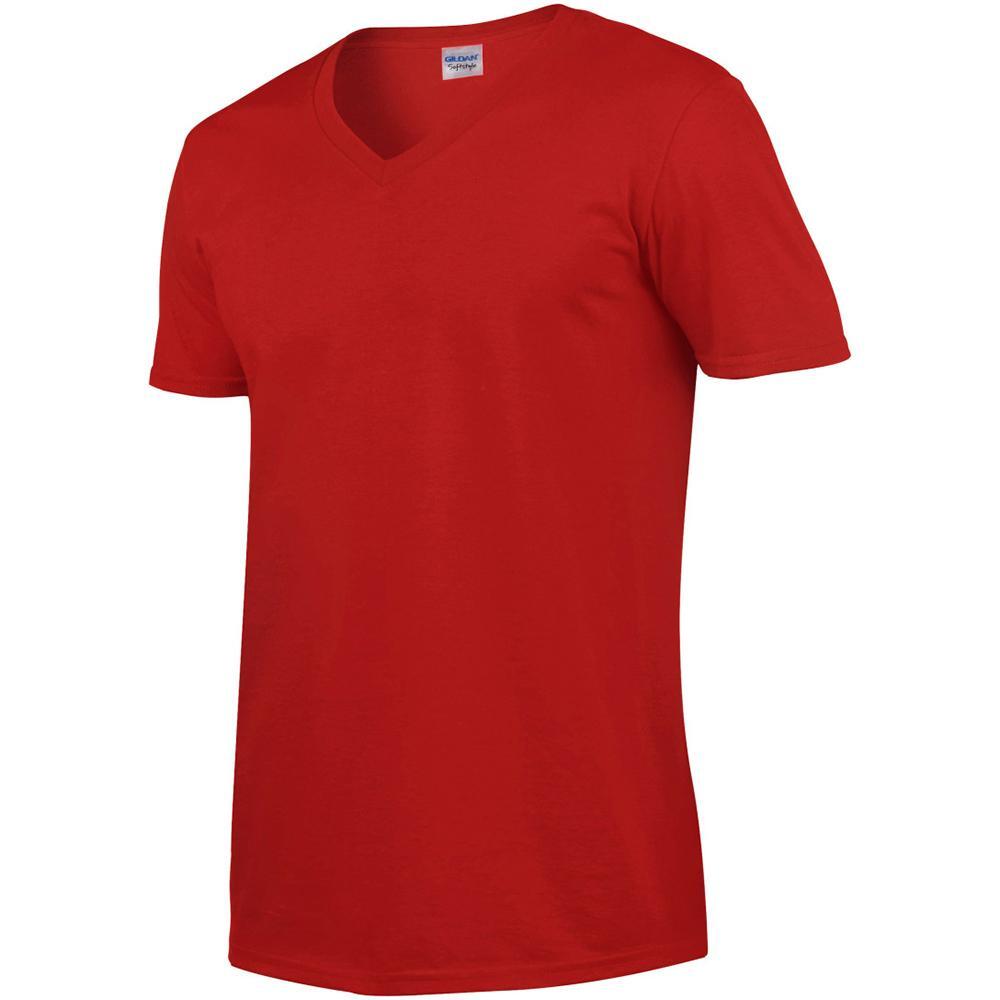 Tshirt À Manches Courtes Et Col En V Homme (Rouge) 3/4