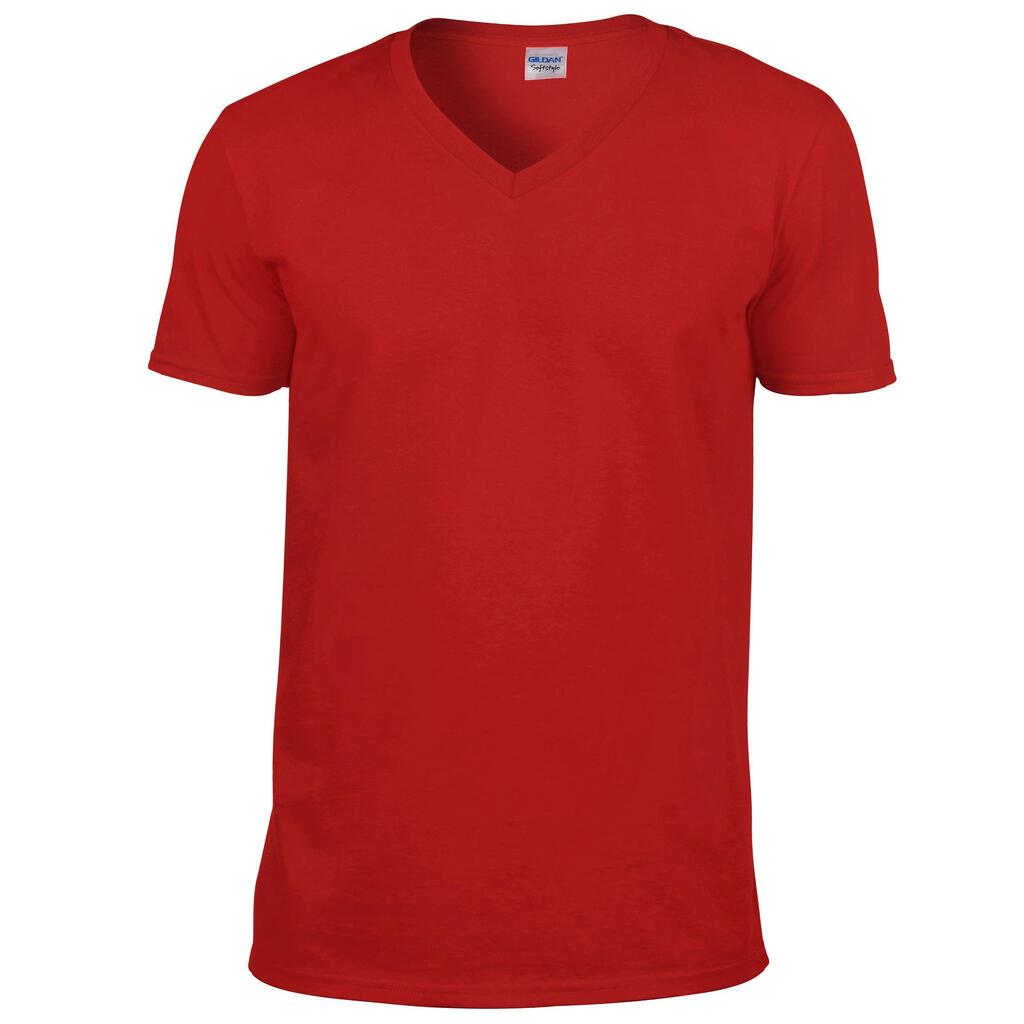 Mens Soft Style VNeck Short Sleeve TShirt (Red)