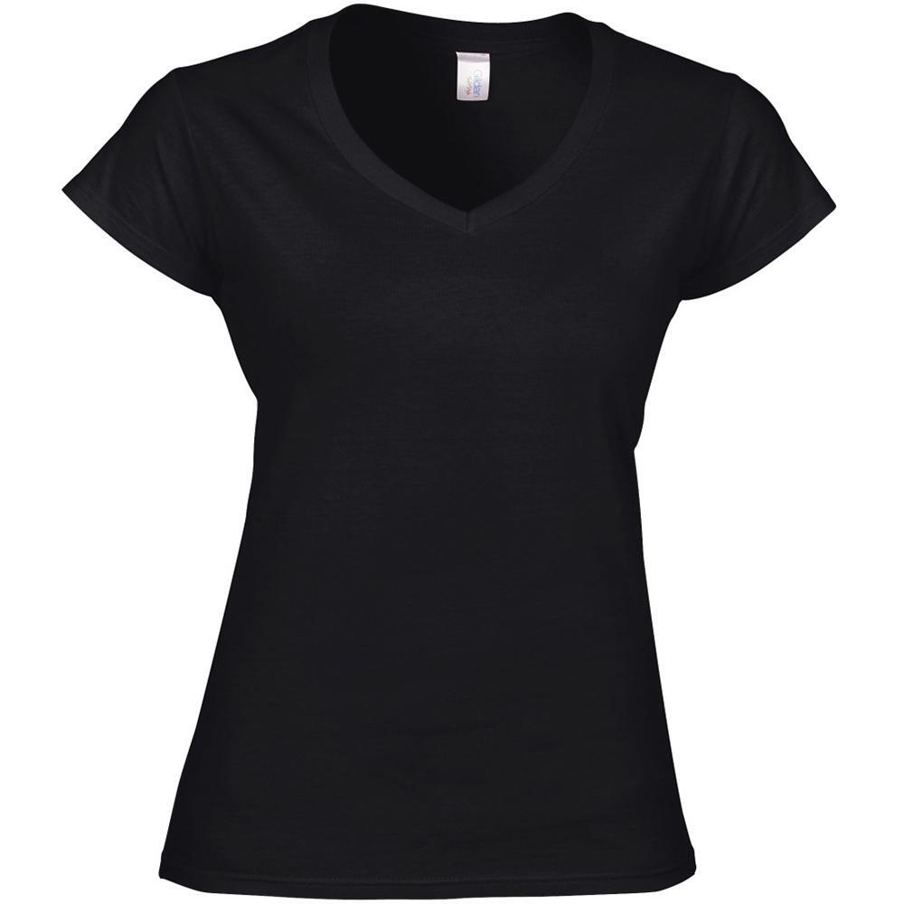 Ladies Soft Style Short Sleeve VNeck TShirt (Black)
