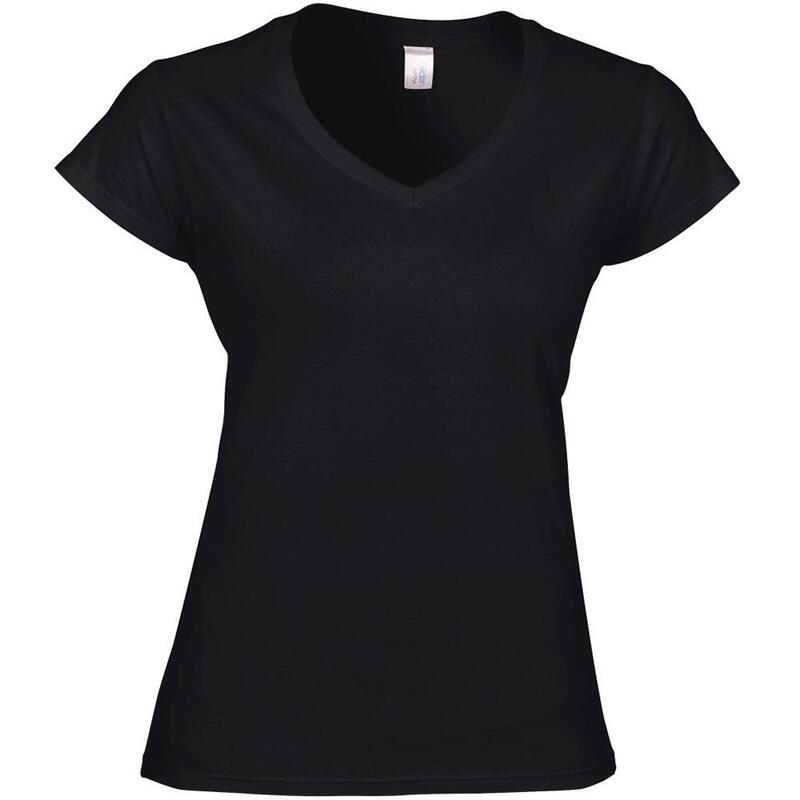Tshirt À Manches Courtes Et Col En V Femme (Noir)