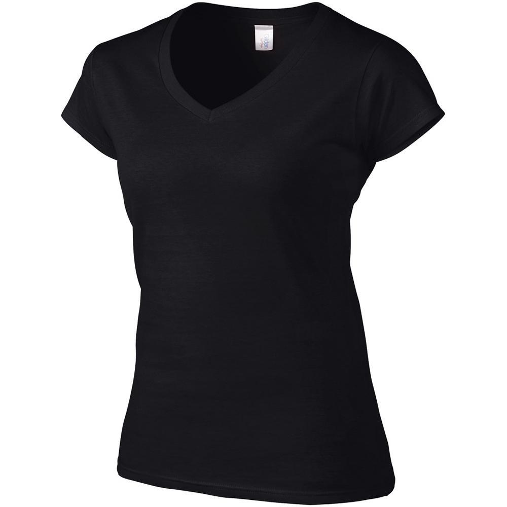 Tshirt À Manches Courtes Et Col En V Femme (Noir) 3/4