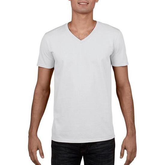 Tshirt À Manches Courtes Et Col En V Homme (Blanc)