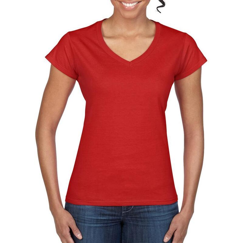 Tshirt À Manches Courtes Et Col En V Femme (Rouge)