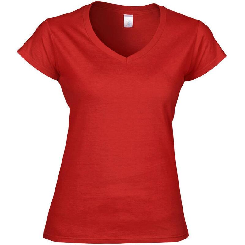 Tshirt À Manches Courtes Et Col En V Femme (Rouge)