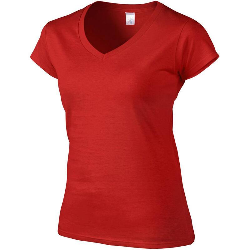 Tshirt À Manches Courtes Et Col En V Femme (Rouge)