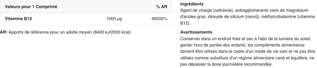 Vitamine B - Vitamina B12 - 60 Comprimés 2/3