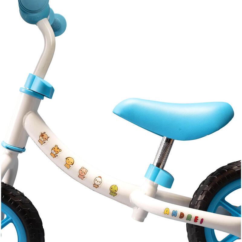 Bicicleta fara pedale pentru copii Baby Bliss cu stickere cadou, 10 inch, alb
