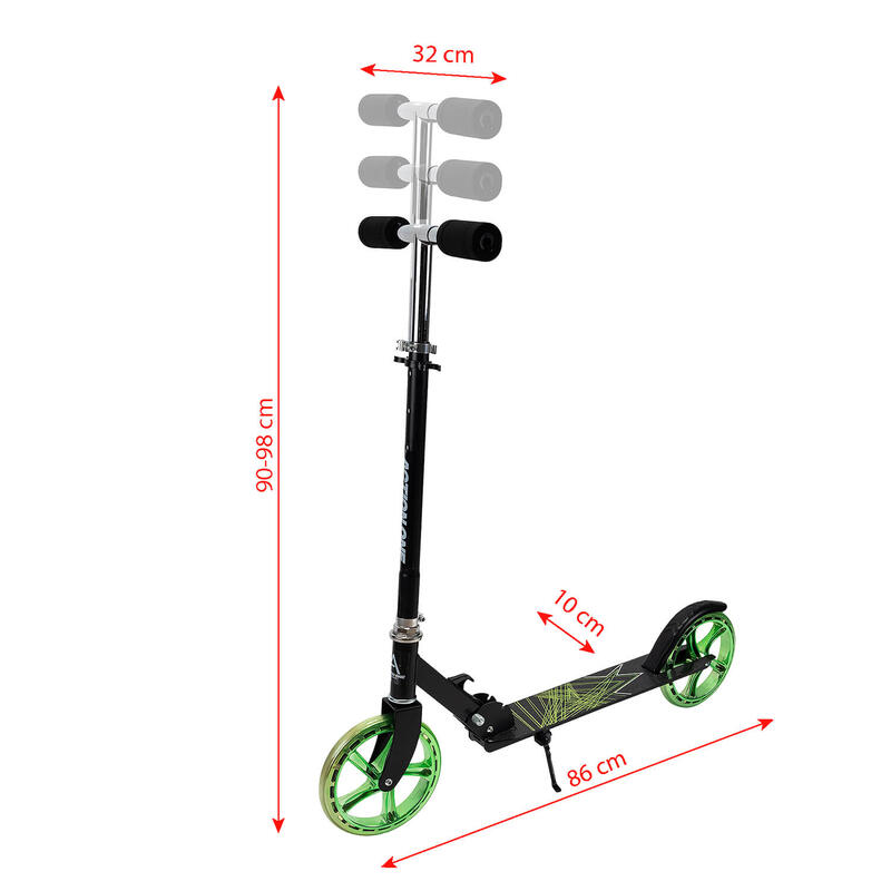 Trotineta Pliabila Flow, cu cric, roti 200 mm verzi, negru