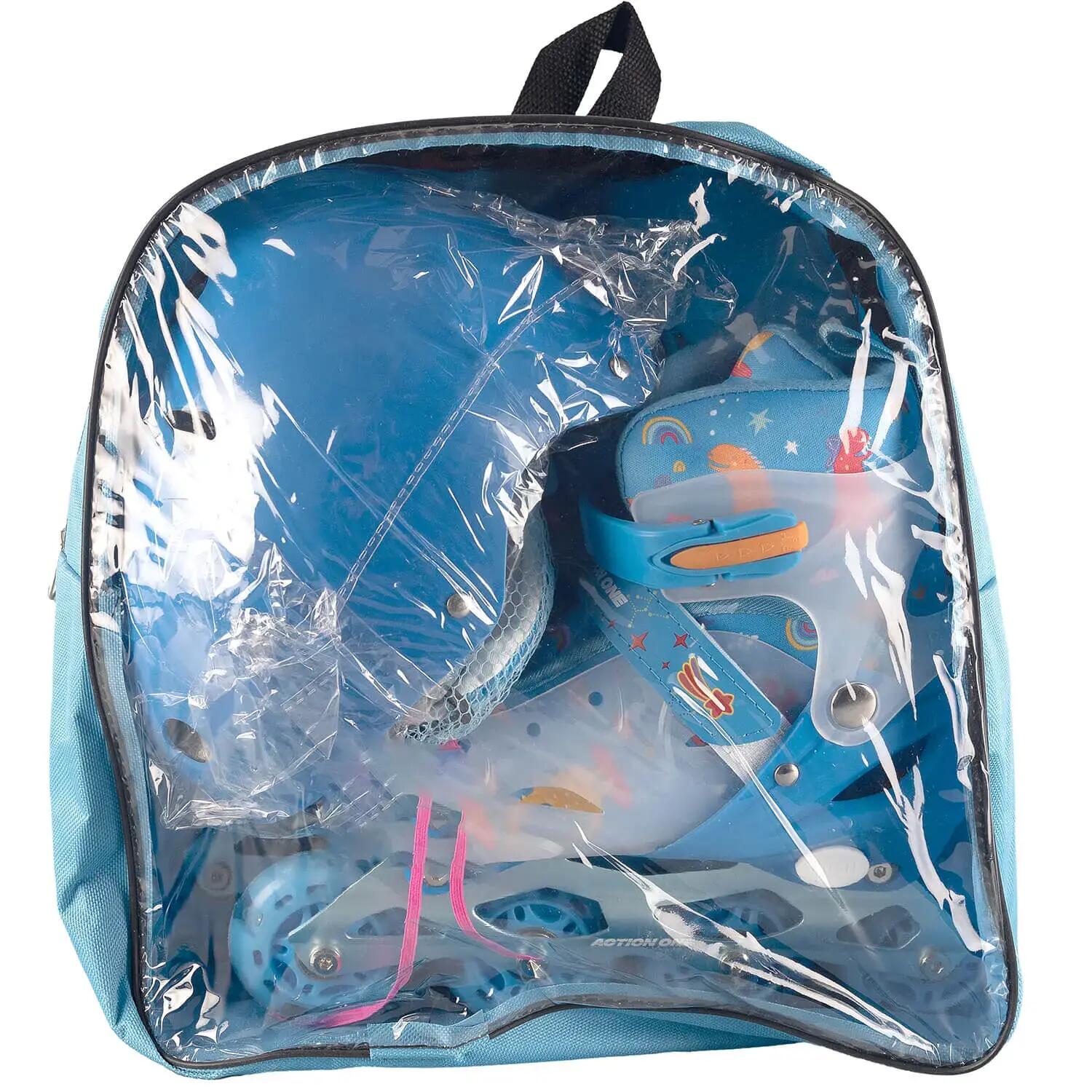 Set role Blue Dinosaur, M (34-37) cu casca, protectii si geanta transport, blue 7/7