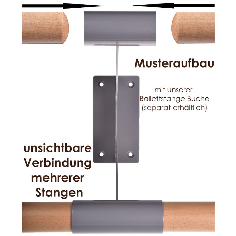 1 x Support de barres de danse classique STUDIO DUO pour doubles barres en noir