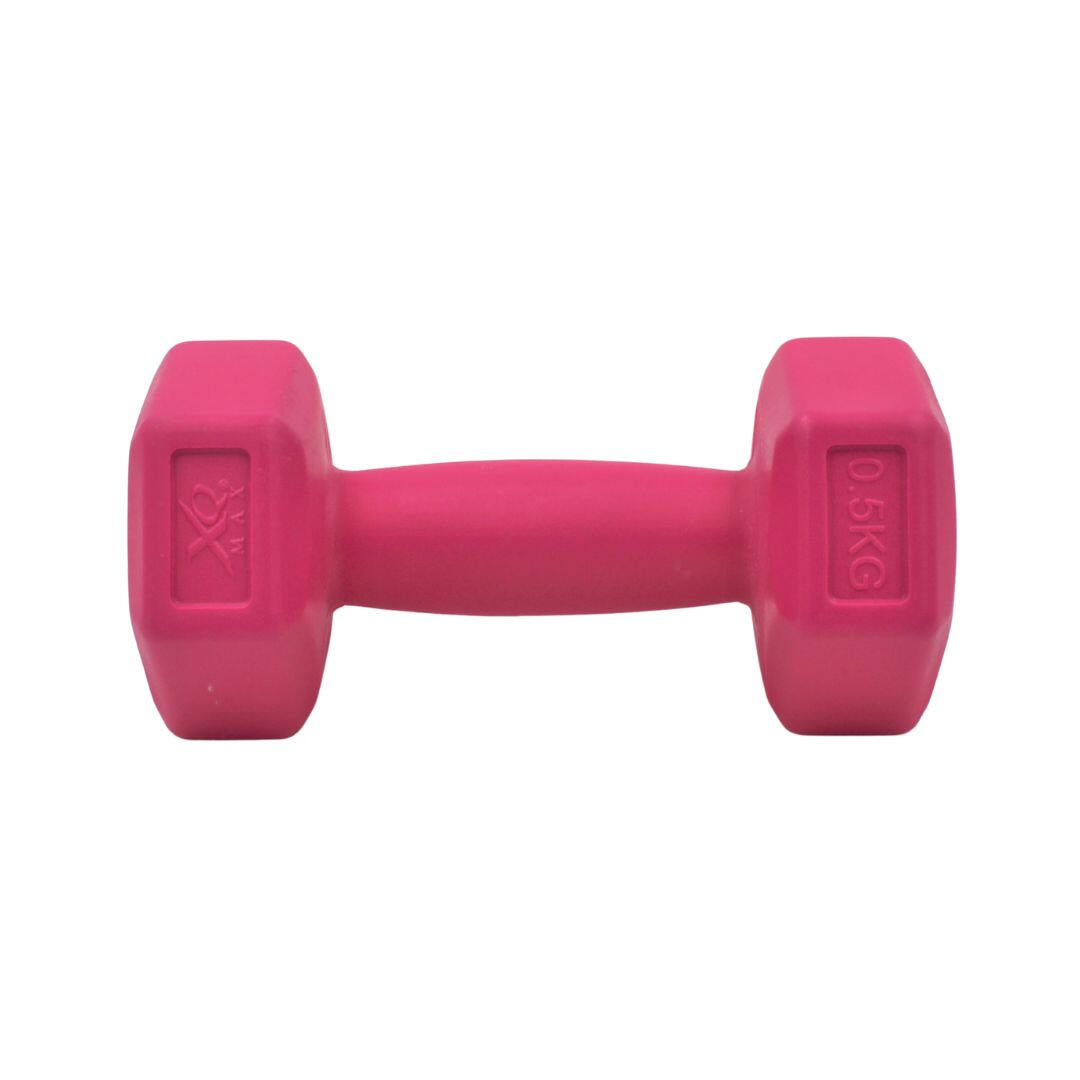 Haltères XQMAX 2x500 g rose en ciment composite hexagonal 6/7