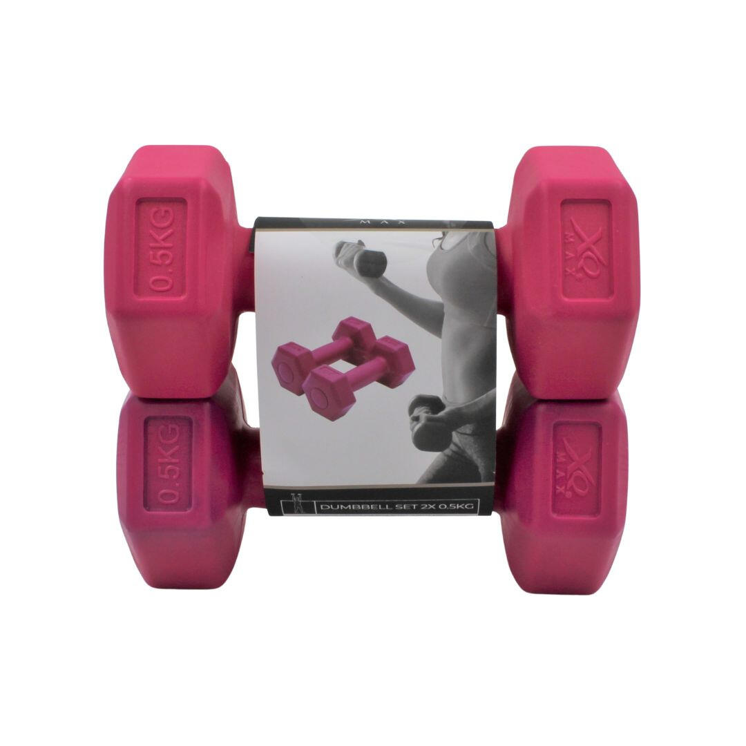 Haltères XQMAX 2x500 g rose en ciment composite hexagonal 5/7