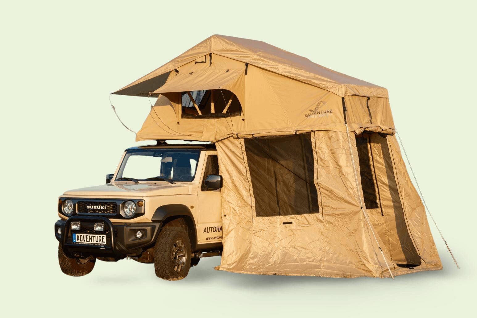 ADVENTURE XPERIENCE AdventureMate140 Dachzelt mit Vorzelt, 140x240 Matratze inkl. 3D Mesh
