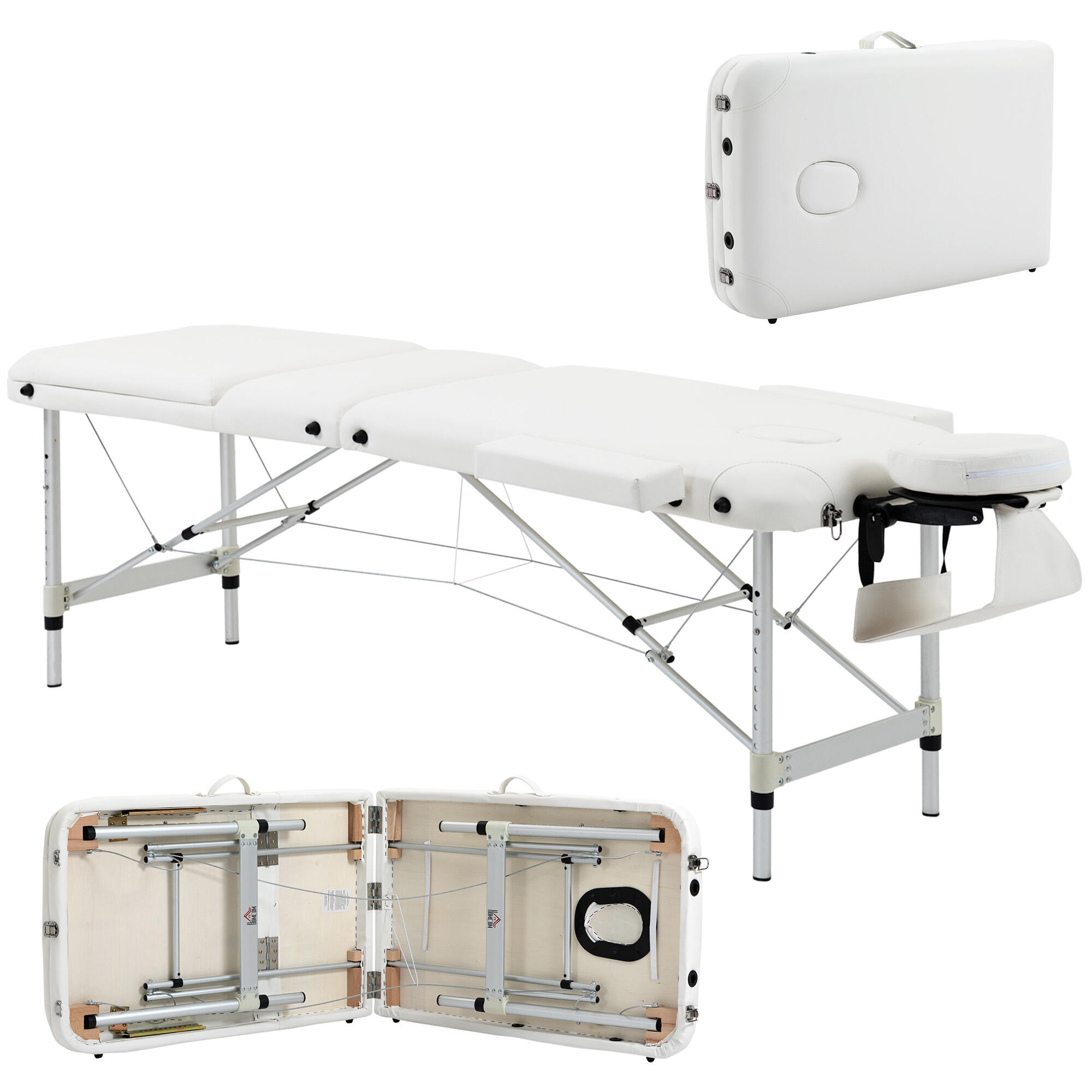 HOMCOM HOMCOM Lettino Massaggi Portatile, Pieghevole e Professionale in Alluminio