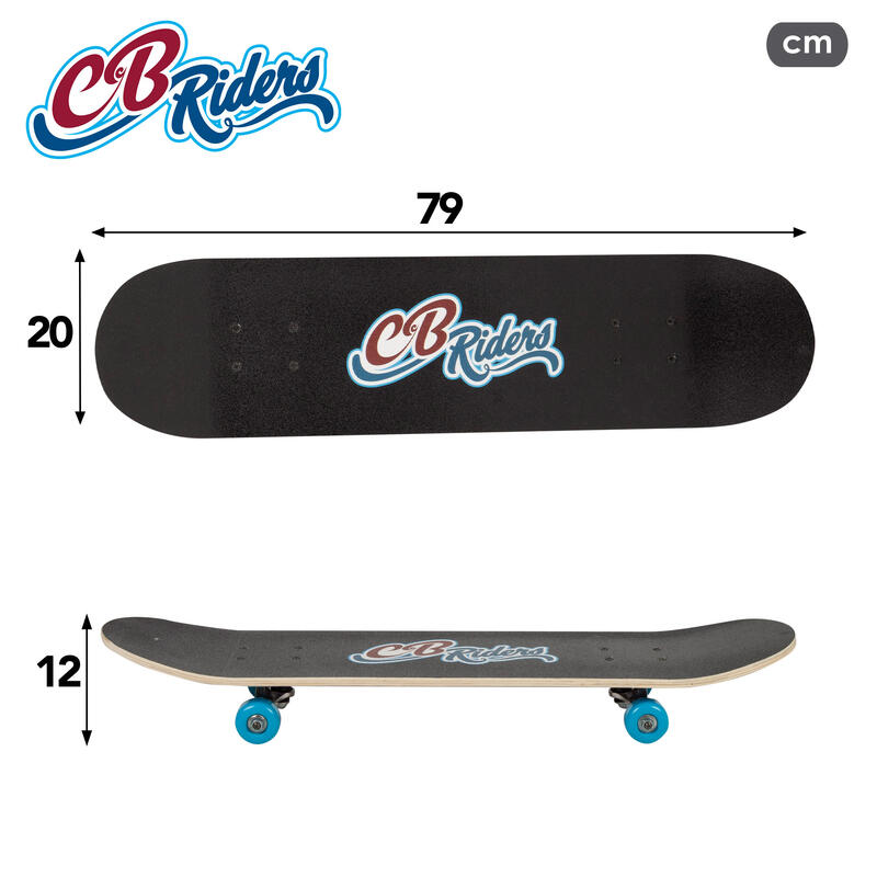 Skateboard en bois Retro 80's avec axe en aluminium 79x20 cm CB Riders