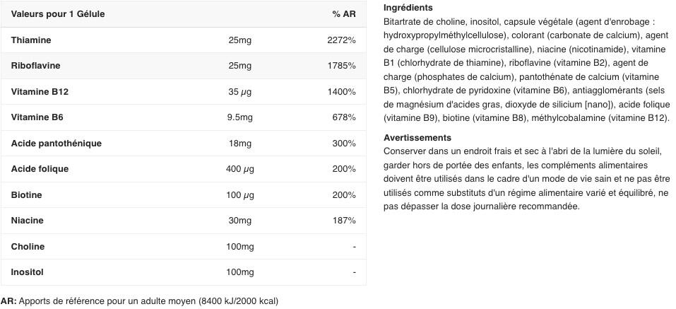 Vitamines B - Ultra B-Complex - 60 Gélules 2/3