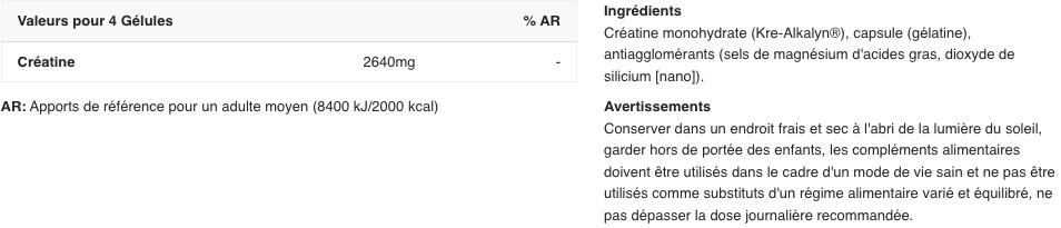 Créatine - Kre-Alkalyn® - 240 Gélules 2/3