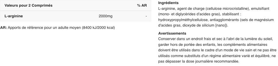 L-Arginine - Arginine Pro - 80 Comprimés 2/3