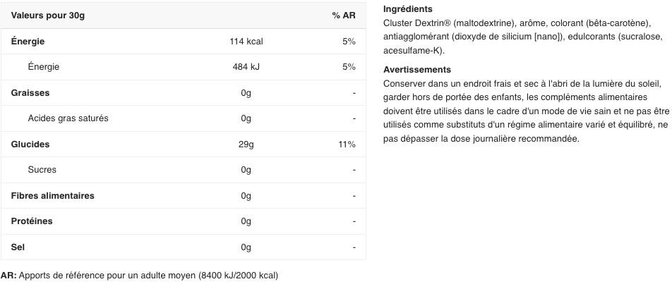 Maltodextrine - GlycoBol® Cluster Dextrin™ - Orange 500g 2/3