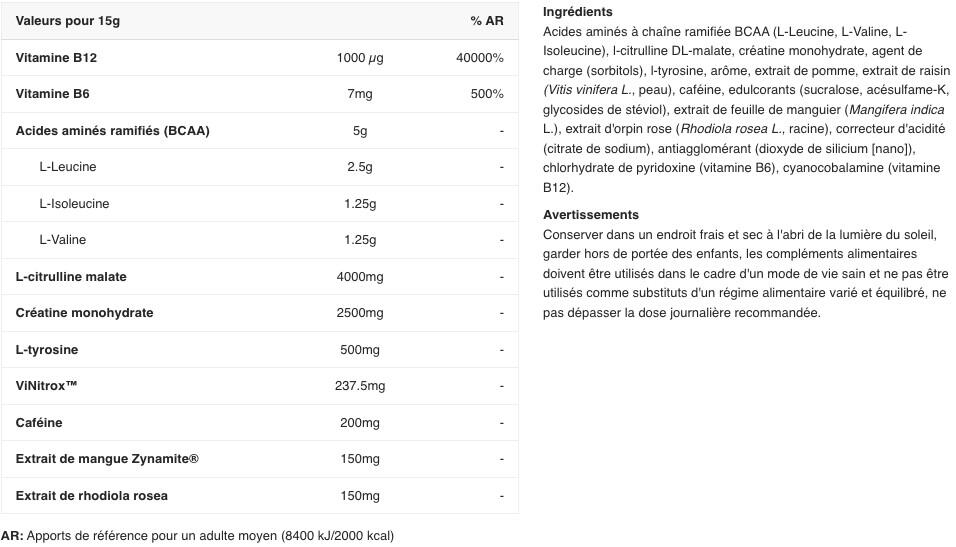 Pre-workout - MegaSauzer - Framboise 300g 2/3