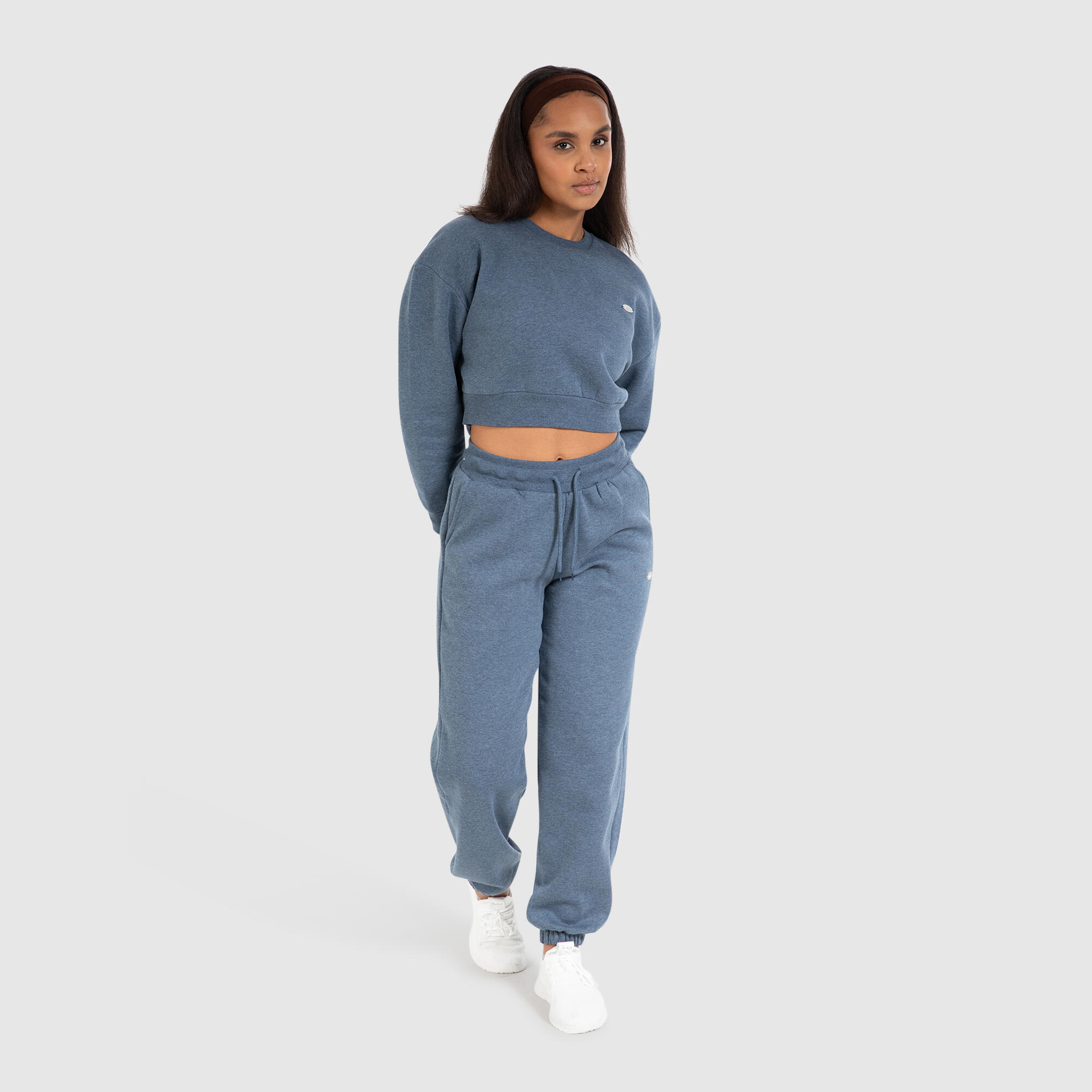 Damen Crop Sweatshirt Amelia Blau Melange 3/6