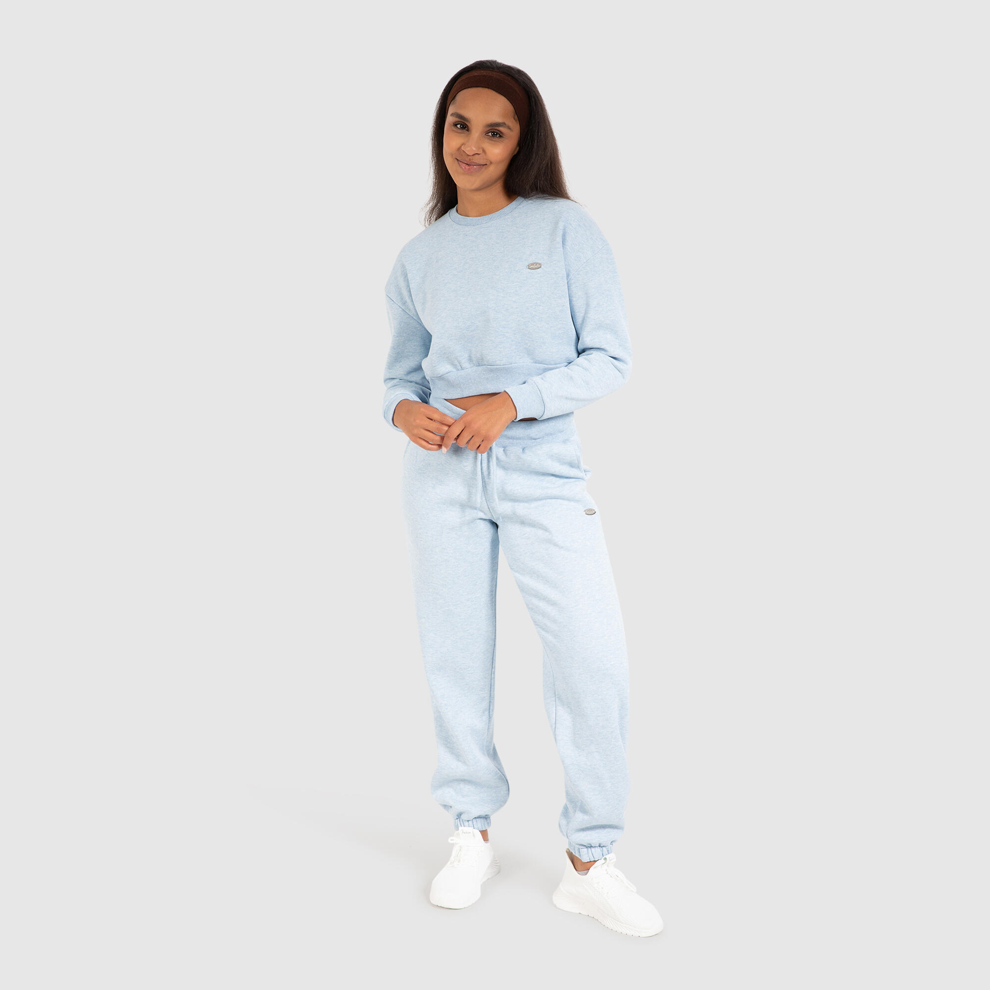 Damen Crop Sweatshirt Amelia Hellblau Melange 3/6