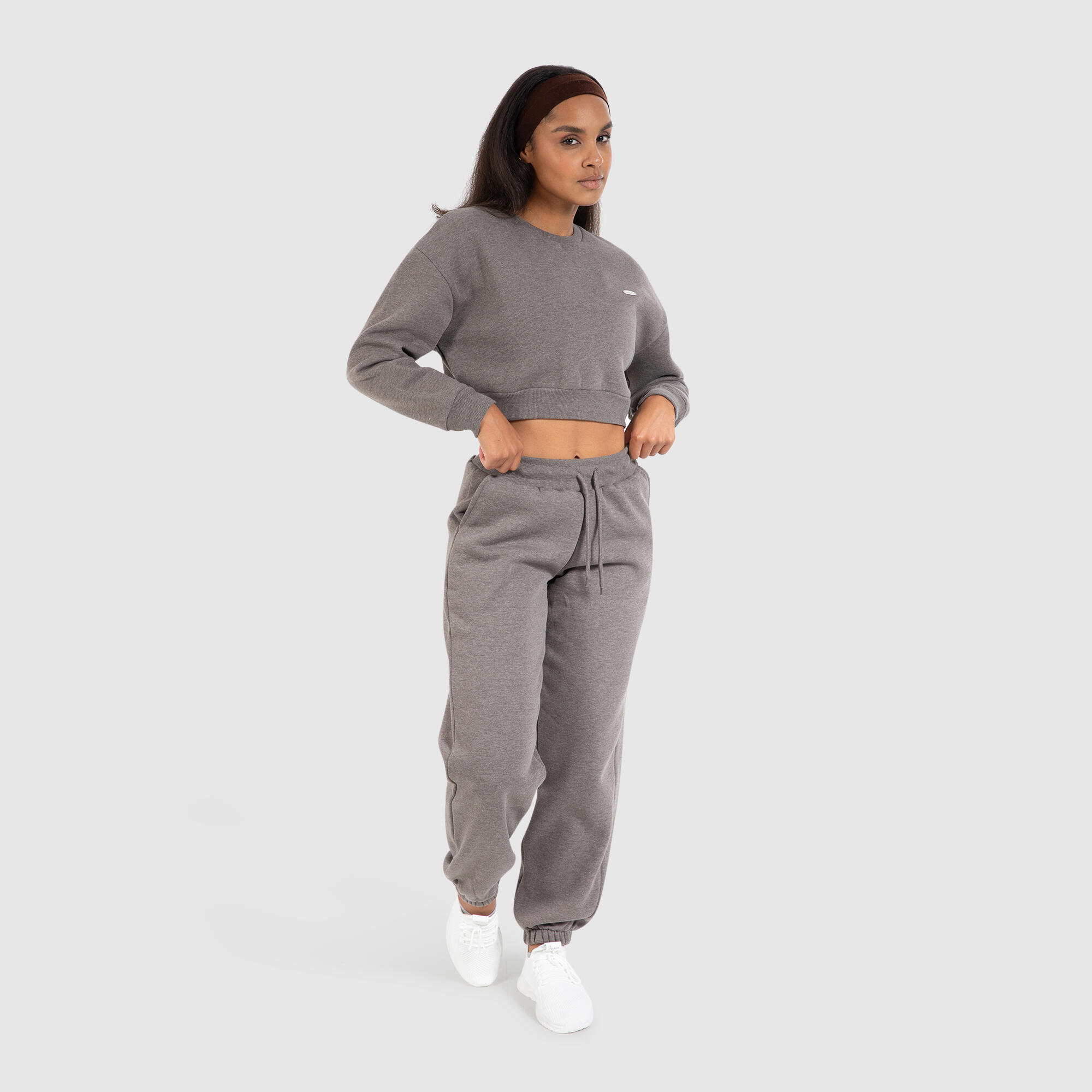 Damen Crop Sweatshirt Amelia Braun Melange 3/6