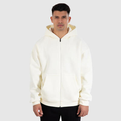 Herren Zip Hoodie Marin Creme