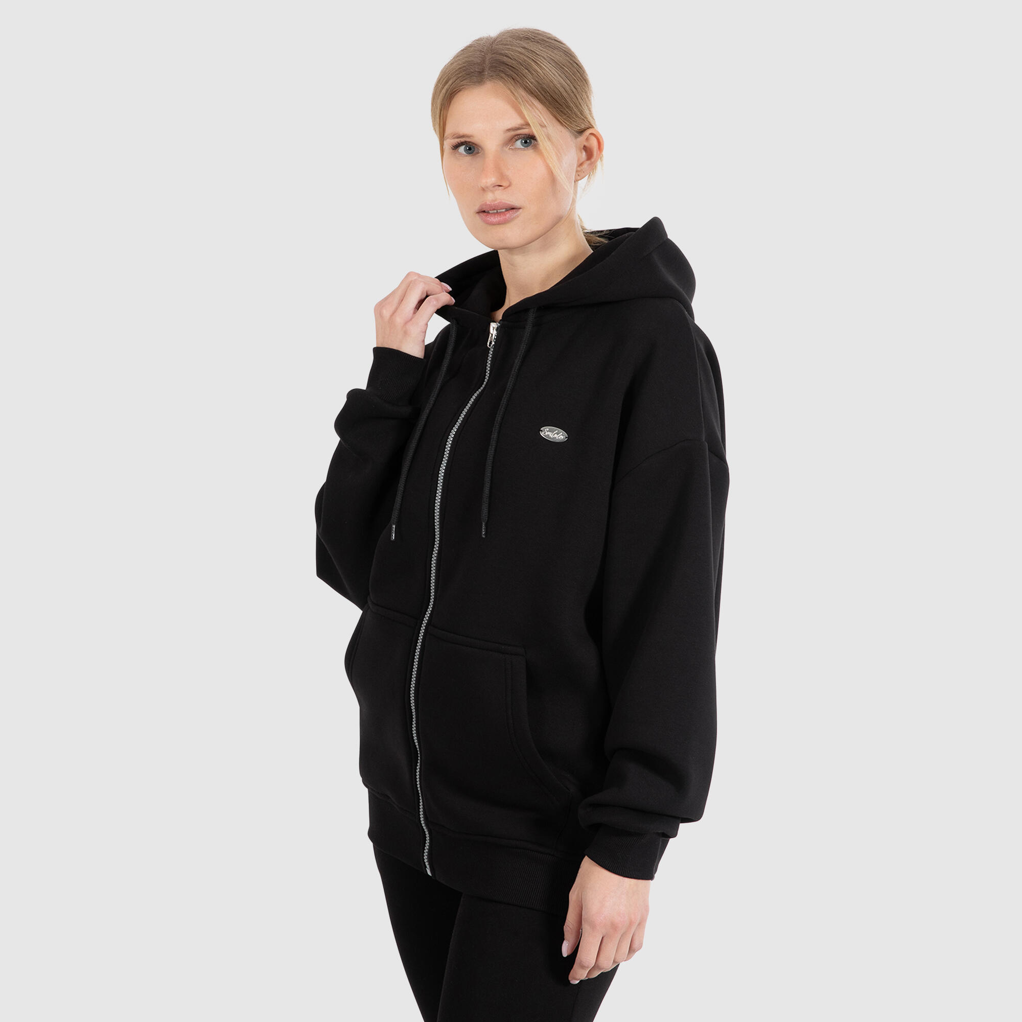 Damen Zip Hoodie Eda Schwarz 2/6