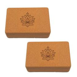 2 blocs de yoga en liège | taille moyenne et coins arrondis | LUNE