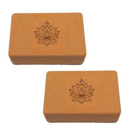 2 blocs de yoga en liège | taille moyenne et coins arrondis | LOTUS