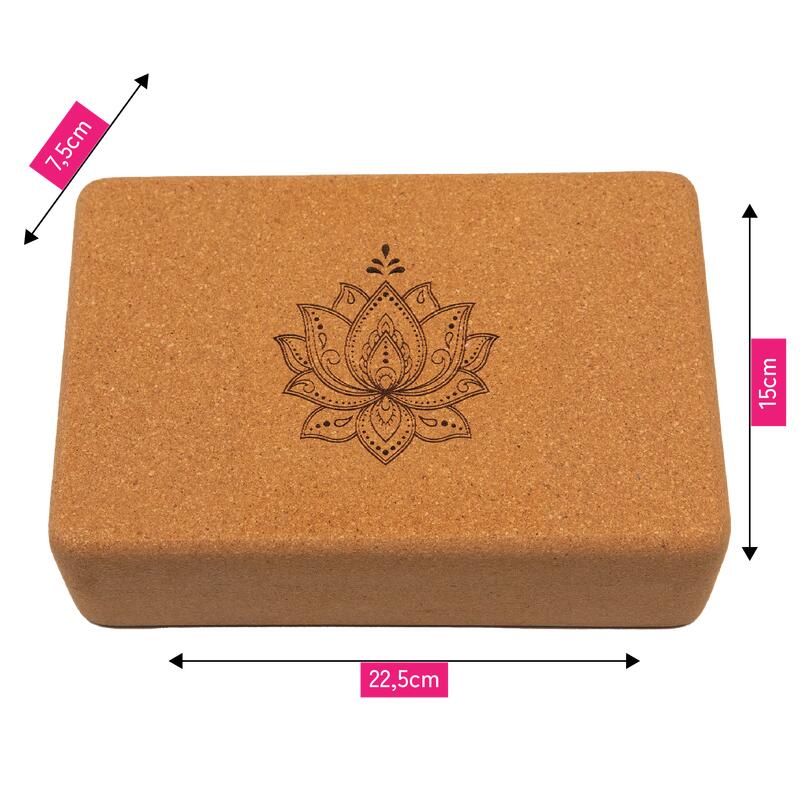 Tapis de yoga en liège en SET avec 2 blocs de yoga et sangle | 3 modèles de yoga