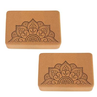 Yoga Block Set (2 Stk.) aus Kork & in mittlerer Größe, SUN-MOON Design