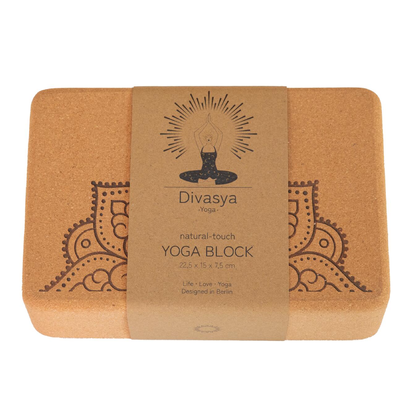 2 bloques de yoga de corcho | tamaño mediano y esquinas rectificadas | MANDALA 3/6