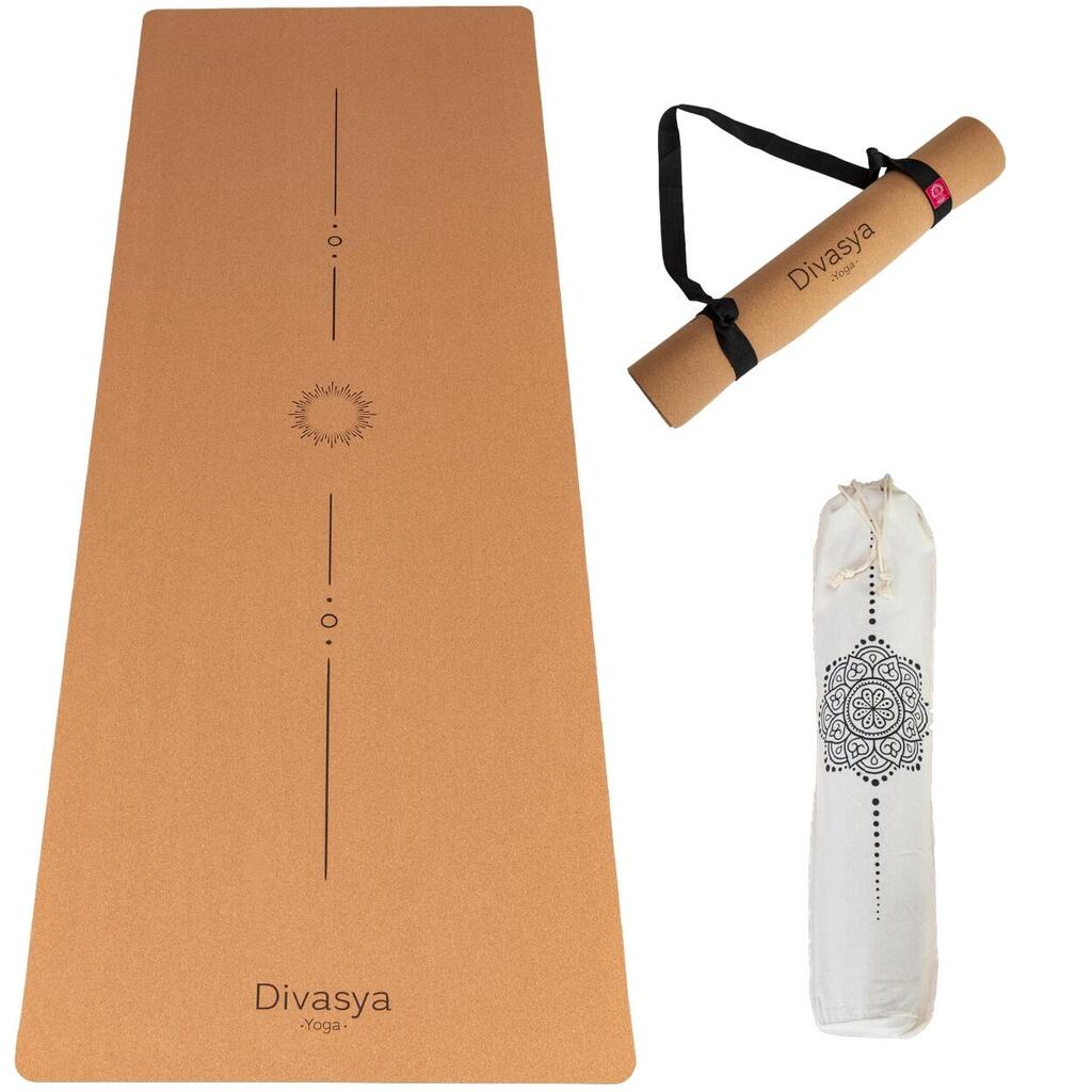 Yoga mat | cork and pure rubber | 6 yoga designs